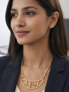 NWT French Connection Gold Tone Choker/Bib Necklace-9" + 3" extender